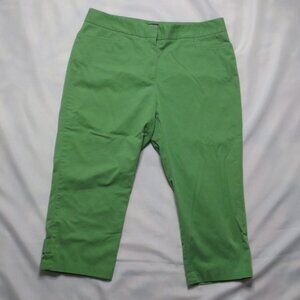 TALBOTS womens PANTS green SIGNATURE cropped CAREER capri CASUAL stretch SIZE 12